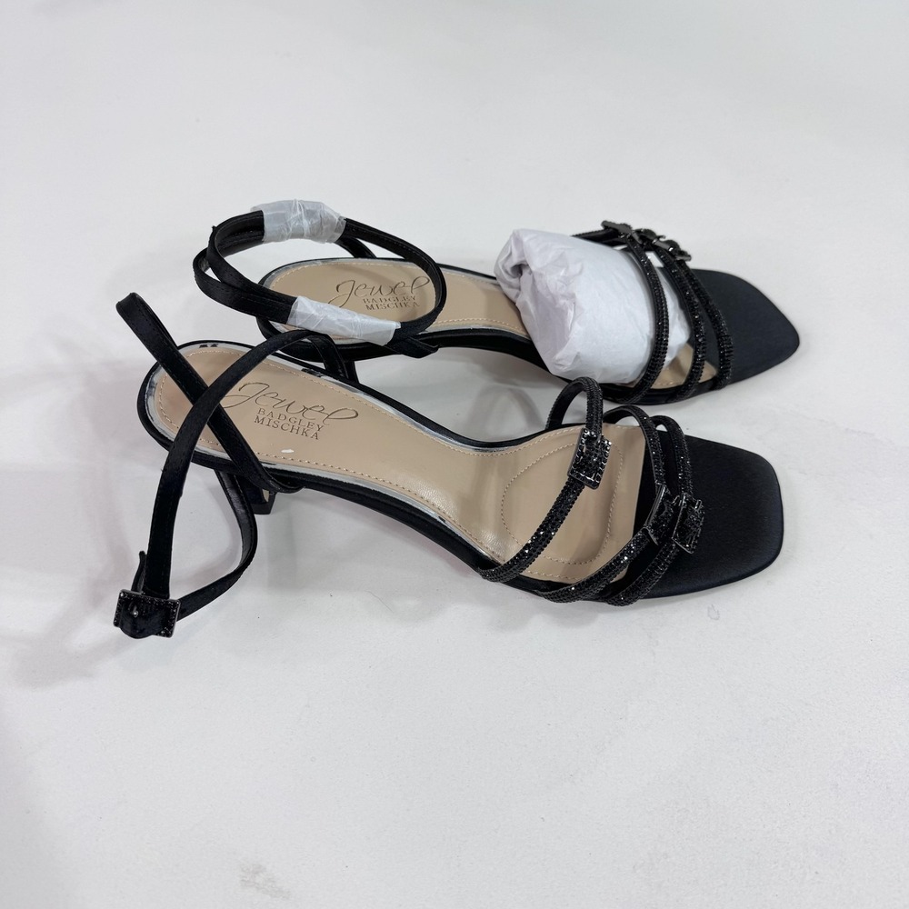 Jewel Badgley Mischka Tesslynn Shoes Womens‎ Size 7 Black Strappy Heel Sandals